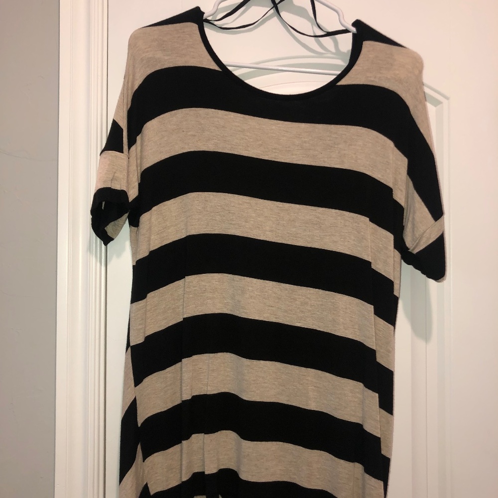 Striped black and khaki blouse